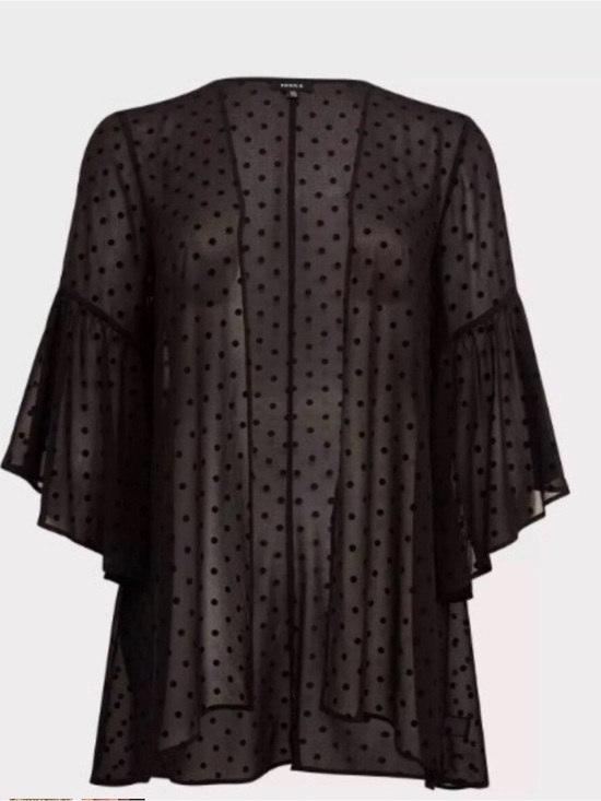 torrid Tops - torrid Black Sheer Polka Dot Kimono Tunic 3X
